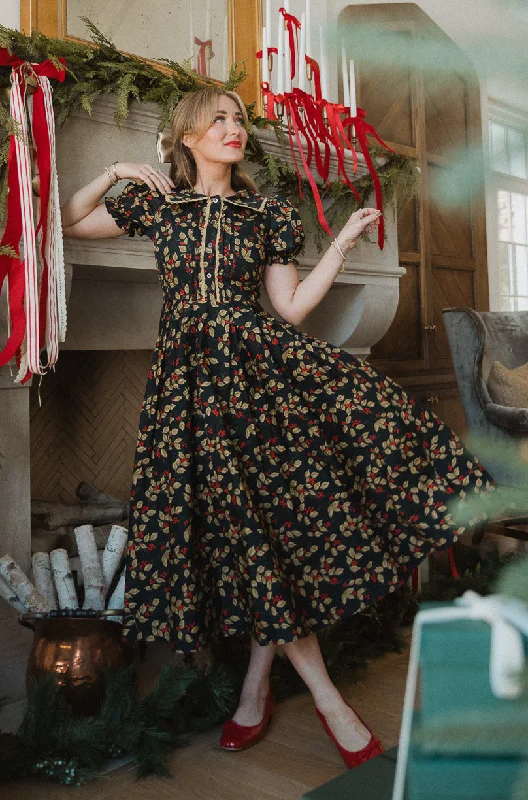 Dresses with Beaded Waistbands and Tiered Skirts for Ladies' Glamorous and Feminine LookSophia Dress in Holly Berry Dresses with Beaded Waistbands and Tiered Skirts for Ladies' Glamorous and Feminine LookSophia Dress in Holly Berry
