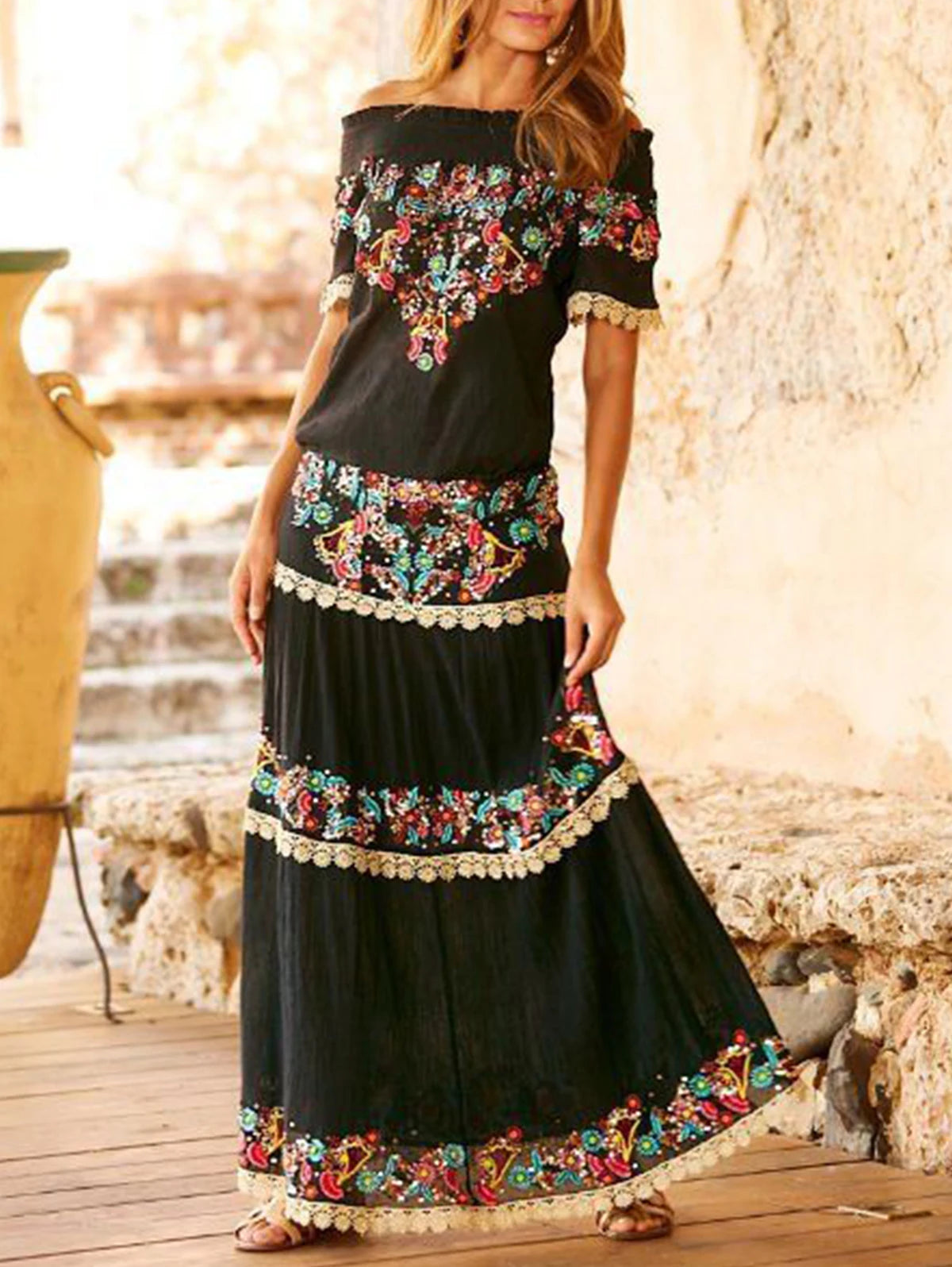 Dresses with Sheer Panels for Ladies' Sultry and Alluring LookAmy Fashion - Summer New Elegant Wrapped Chest Long Bohemian Boho Dress Dresses with Sheer Panels for Ladies' Sultry and Alluring LookAmy Fashion - Summer New Elegant Wrapped Chest Long Bohemian Boho Dress