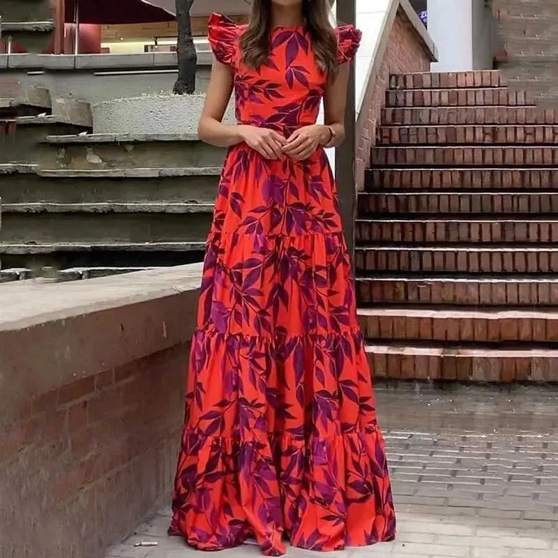 Dresses with Satin Trimmed Collar and Bow Back for Ladies' Classic and Intricate LookAmy Fashion - Summer Print Maxi Flying Sleeve Party Robe Vintage Boho Dress Dresses with Satin Trimmed Collar and Bow Back for Ladies' Classic and Intricate LookAmy Fashion - Summer Print Maxi Flying Sleeve Party Robe Vintage Boho Dress