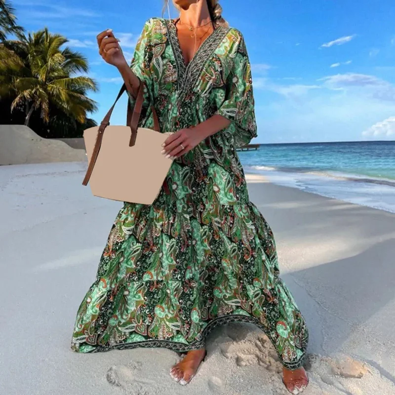 Dresses with Ruffled Sleeves and High Neck for Ladies' Dramatic and Elegant LookAmy Fashion - Vintage Lace-Up Kimono Cardigan Boho Dress Dresses with Ruffled Sleeves and High Neck for Ladies' Dramatic and Elegant LookAmy Fashion - Vintage Lace-Up Kimono Cardigan Boho Dress