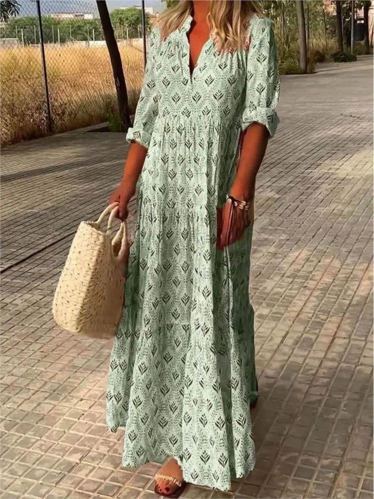 Dresses with Sequined Fringe for Ladies' Dazzling and Playful LookAmy Fashion - Vintage V-neck Flower Printed Maxi Boho Dress Dresses with Sequined Fringe for Ladies' Dazzling and Playful LookAmy Fashion - Vintage V-neck Flower Printed Maxi Boho Dress