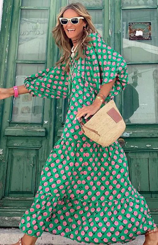 Dresses with Sequined Floral Motifs for Ladies' Elegant and Delicate LookWomen Boho Floral Puff Sleeve Tiered Maxi Dress Casual Layered Loose Vacation Long Dress Dresses with Sequined Floral Motifs for Ladies' Elegant and Delicate LookWomen Boho Floral Puff Sleeve Tiered Maxi Dress Casual Layered Loose Vacation Long Dress