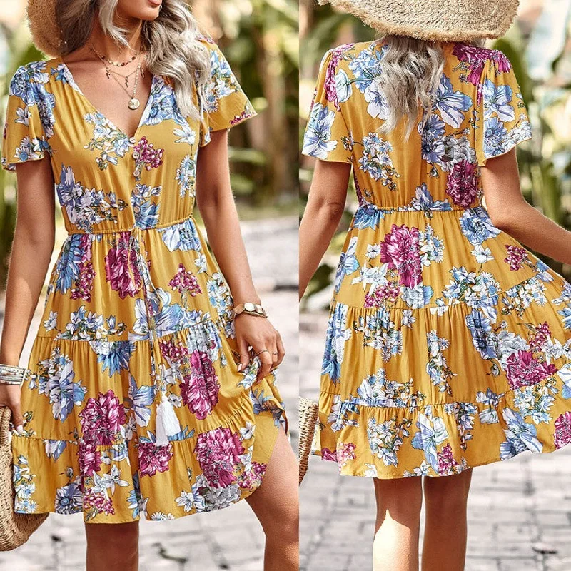 High Neck Chiffon Dresses for Ladies' Modest StyleWomen Summer Casual Printed Maxi Dress Party Evening Dresses High Neck Chiffon Dresses for Ladies' Modest StyleWomen Summer Casual Printed Maxi Dress Party Evening Dresses