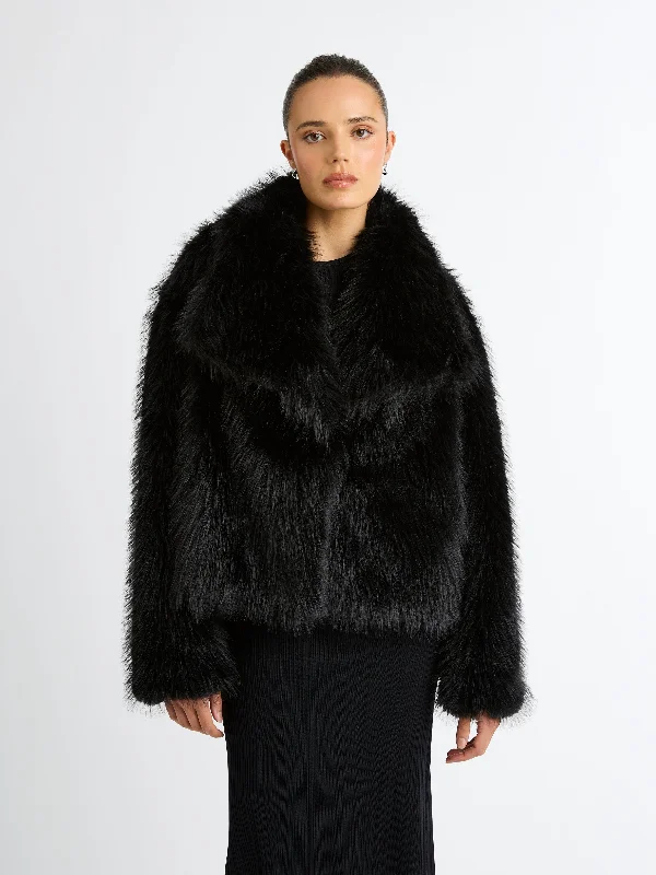 "Off - shoulder dresses for women to show off collarbones"ADELLE FUR COAT