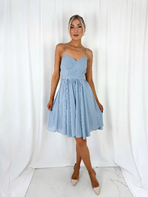 "Plus size wedding dresses for women with a perfect fit"Amandine Cross Over Top - Short Dress - Dusty Blue