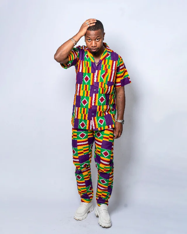 "T - shirt dresses for women for ultimate comfort"Blake Ankara Men Shirt | Purple and Yellow African Print "T - shirt dresses for women for ultimate comfort"Blake Ankara Men Shirt | Purple and Yellow African Print
