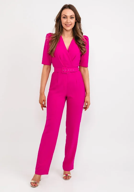 "Plus size formal dresses for women for special events"Casting Belted Waist Jumpsuit, Fuchsia