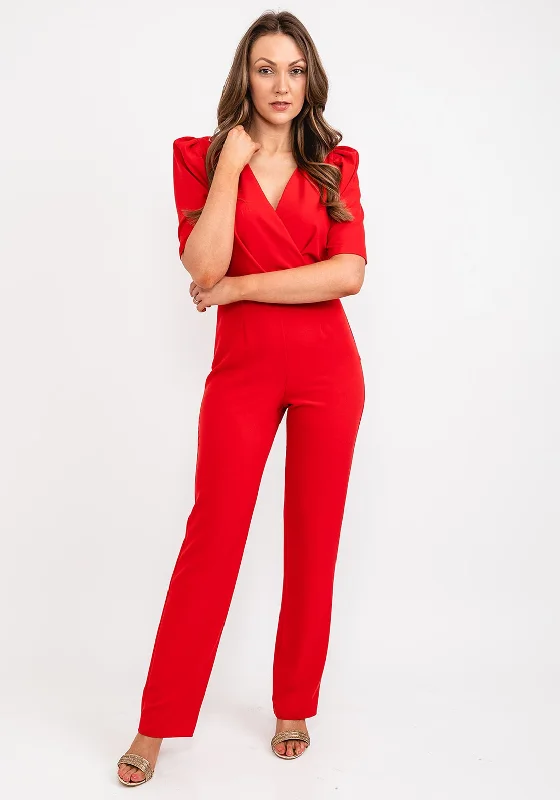 "T - shirt dresses for women for ultimate comfort"Casting Belted Waist Jumpsuit, Red