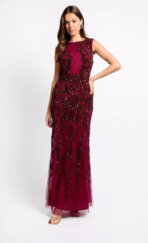 "Trendy casual dresses for women to wear at the beach"Cherry Red Embellished Maxi Dress "Trendy casual dresses for women to wear at the beach"Cherry Red Embellished Maxi Dress