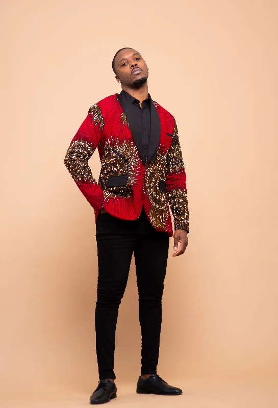 "Midi dresses for women with unique patterns"Colton Ankara Men Blazer | Red African Print