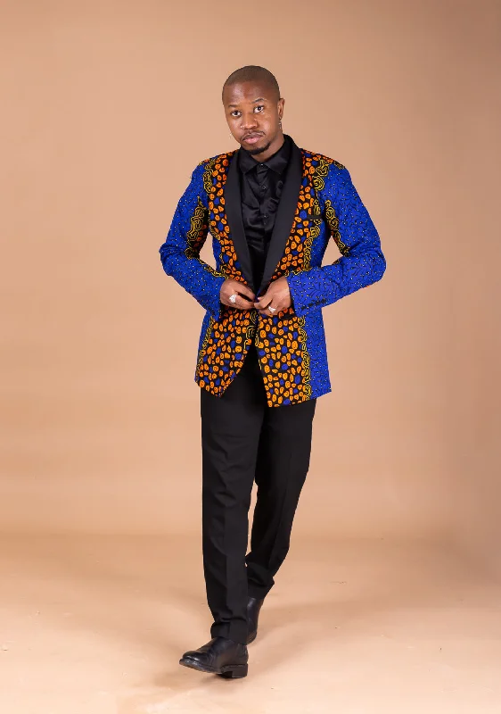 "Black dresses for women for a classic and timeless appearance"Eghosa Ankara Men Blazer | Blue and Orange African Print