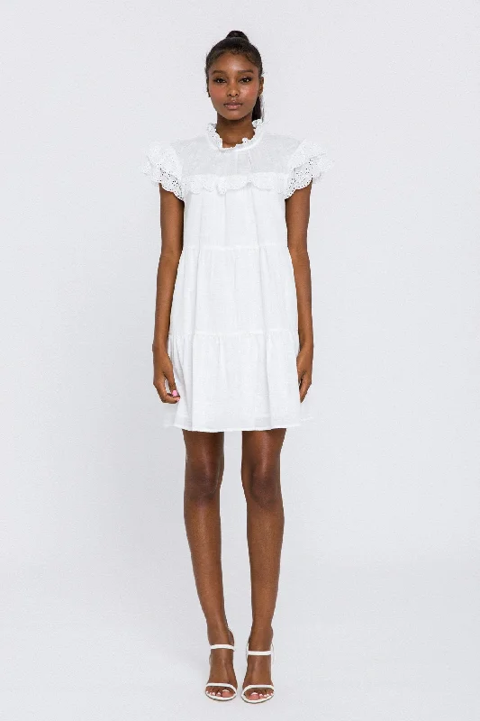 "Smart casual dresses for women for work - to - weekend transitions"Eyelet Babydoll Dress "Smart casual dresses for women for work - to - weekend transitions"Eyelet Babydoll Dress