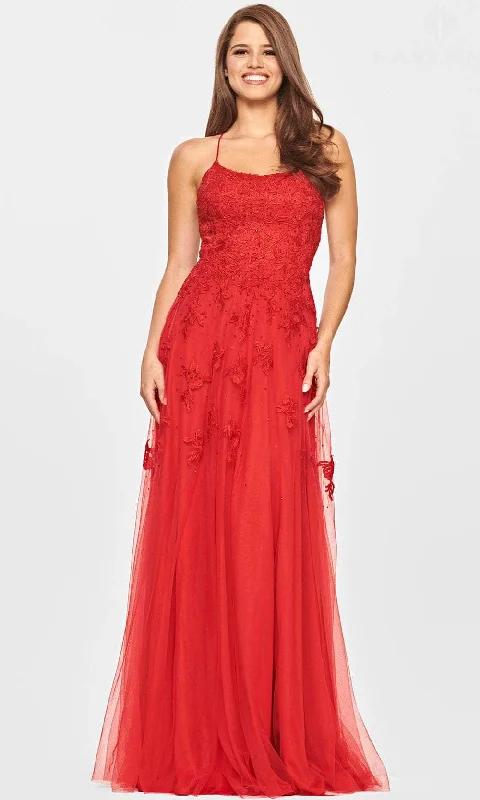 "Petite women's dresses with flattering fits"Faviana S10823 - Laced Scoop Evening Dress