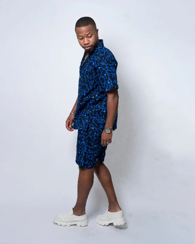 "Mini dresses for women for a youthful and trendy look"Femi Ankara Men Short | Blue and Black African Print "Mini dresses for women for a youthful and trendy look"Femi Ankara Men Short | Blue and Black African Print