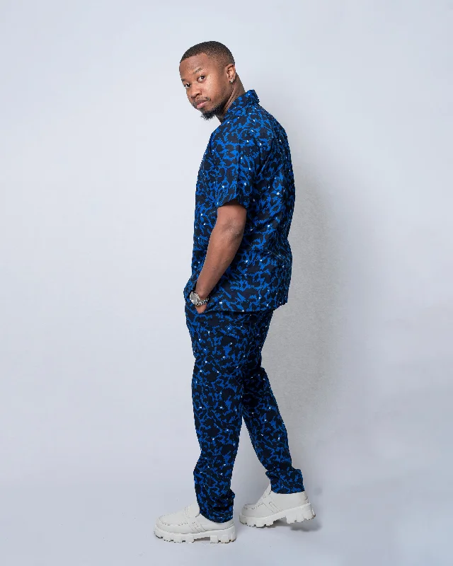 "White dresses for women for a fresh and clean look"Femi Ankara Men Trouser | Blue and Black African Print