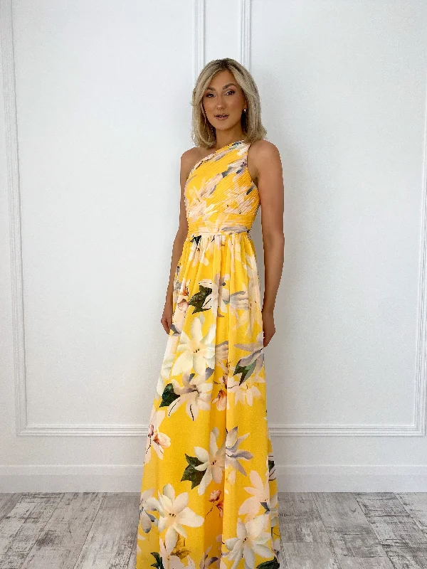 "Mother of the bride dresses for women in elegant styles"Fiona Maxi Dress with Draped Top - Yellow