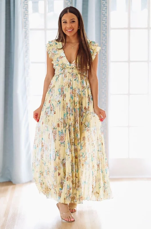 "Off - shoulder dresses for women to show off collarbones"Floral For Keeps Maxi Gown - Yellow "Off - shoulder dresses for women to show off collarbones"Floral For Keeps Maxi Gown - Yellow