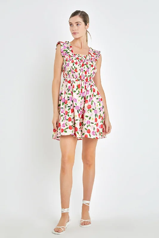 "Limited - Time Offer: Up to 50% Off on Women's Dresses!"Flower Ruffled Mini Dress