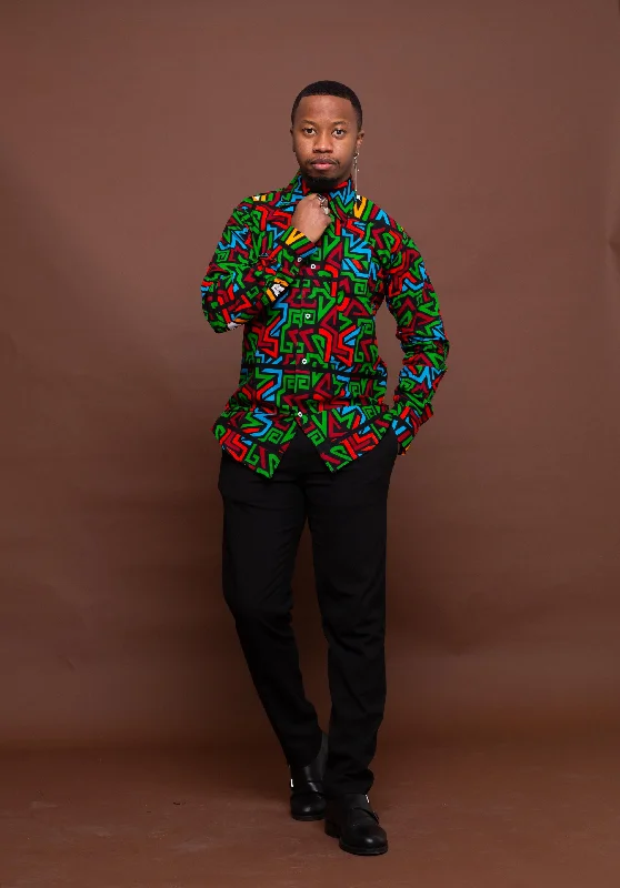 "Mother of the bride dresses for women in elegant styles"Francis Ankara Men Long sleeve Shirt | Green and Blue Multicolored African Print Shirt "Mother of the bride dresses for women in elegant styles"Francis Ankara Men Long sleeve Shirt | Green and Blue Multicolored African Print Shirt