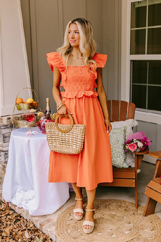"Mother of the groom dresses for women in sophisticated designs"Galveston Coast Midi In Orange "Mother of the groom dresses for women in sophisticated designs"Galveston Coast Midi In Orange