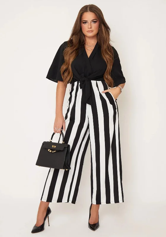 "Black dresses for women for a classic and timeless appearance"Girl in Mind Elizabeth Stripe Leg Jumpsuit, Black & White