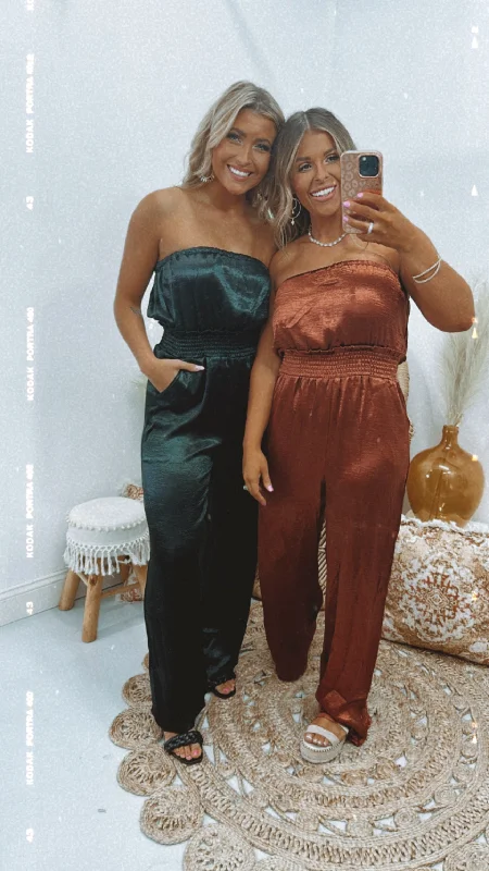 "Off - shoulder dresses for women to show off collarbones"Here To Impress Satin Jumpsuit, Black "Off - shoulder dresses for women to show off collarbones"Here To Impress Satin Jumpsuit, Black