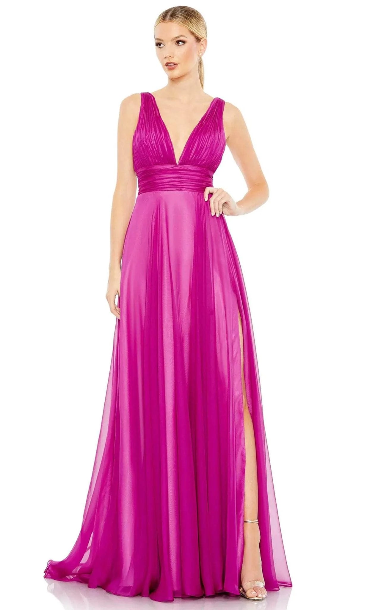 "Red dresses for women to make a bold statement"Ieena Duggal 68134 - Ruched Chiffon Bridesmaid Gown