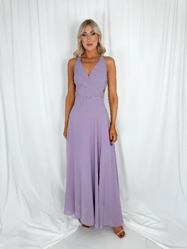 "Designer - inspired women's evening dresses"Iris Cut Out Maxi Dress - Lilac