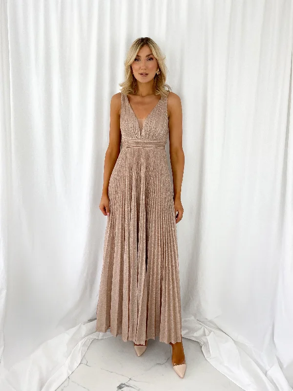 "Mermaid - style wedding dresses for women for a dramatic look"Joely Pleated Maxi Glitter Dress - Old Rose "Mermaid - style wedding dresses for women for a dramatic look"Joely Pleated Maxi Glitter Dress - Old Rose
