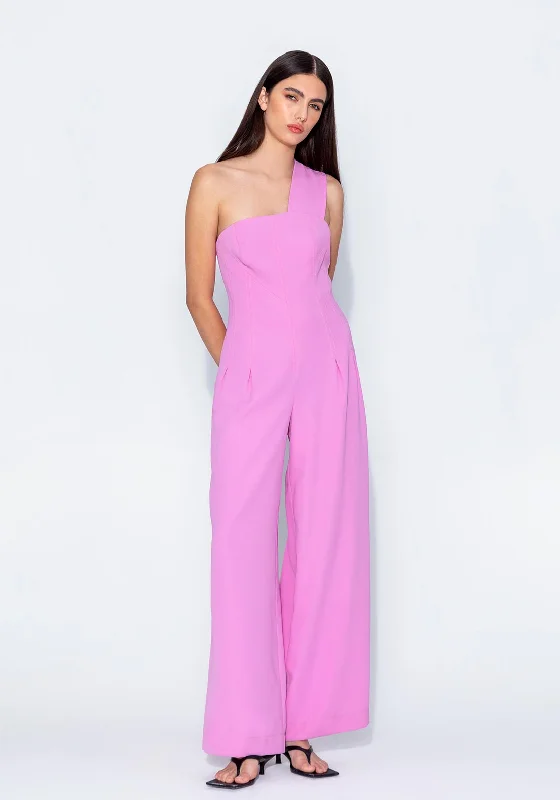 "Smart casual dresses for women for work - to - weekend transitions"Kameya One Shoulder Wide Leg Jumpsuit, Pink "Smart casual dresses for women for work - to - weekend transitions"Kameya One Shoulder Wide Leg Jumpsuit, Pink