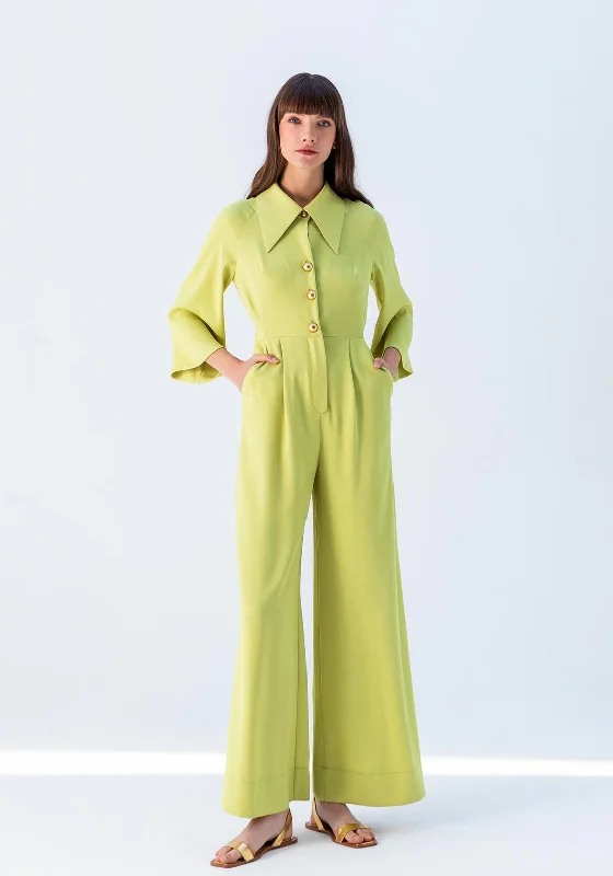 "Midi dresses for women with unique patterns"Kameya Cut-Out Back Wide Leg Jumpsuit, Mold Green "Midi dresses for women with unique patterns"Kameya Cut-Out Back Wide Leg Jumpsuit, Mold Green