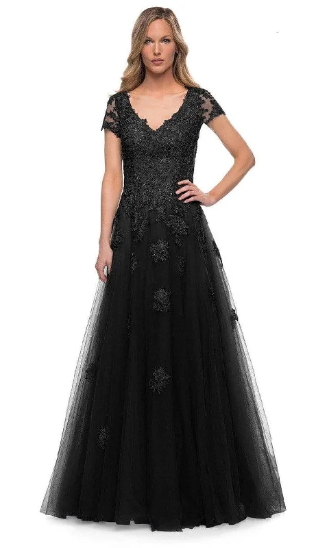 "Beaded dresses for women for a glamorous look"La Femme - 29380 Lace Appliques A-Line Mother of the Groom Dress