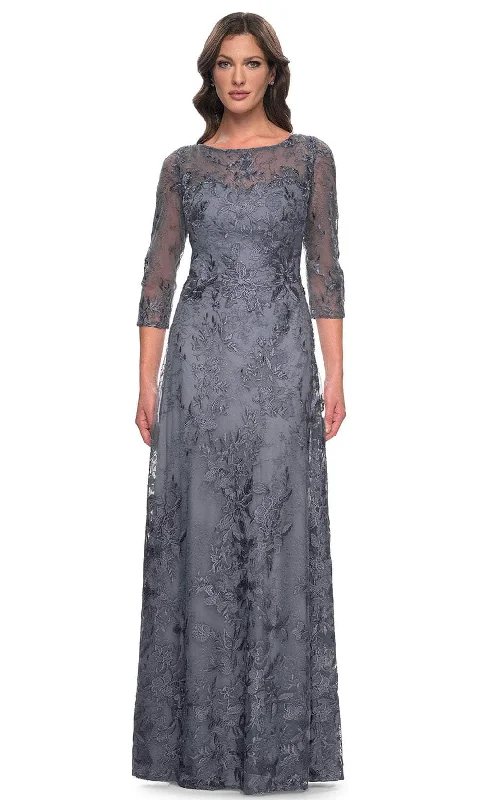 "Sequined dresses for women to shine at parties"La Femme 30060 - Bateau A-Line Formal Dress