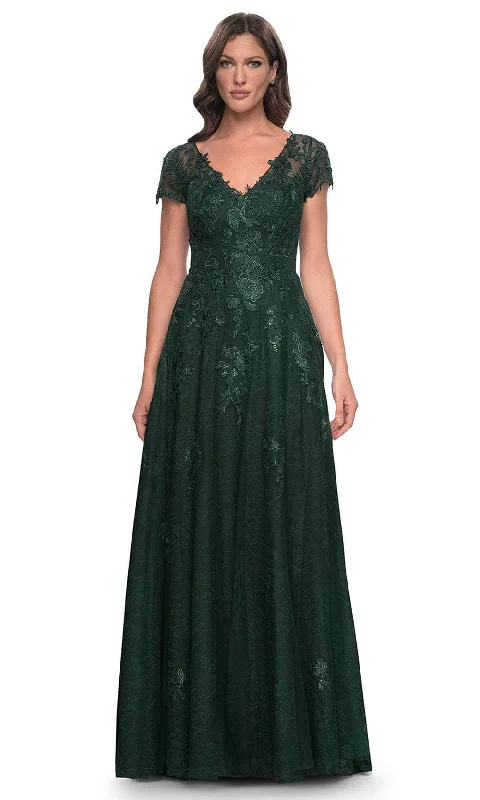 "Black dresses for women for a classic and timeless appearance"La Femme 30168 - V-Neck A-Line Formal Dress "Black dresses for women for a classic and timeless appearance"La Femme 30168 - V-Neck A-Line Formal Dress