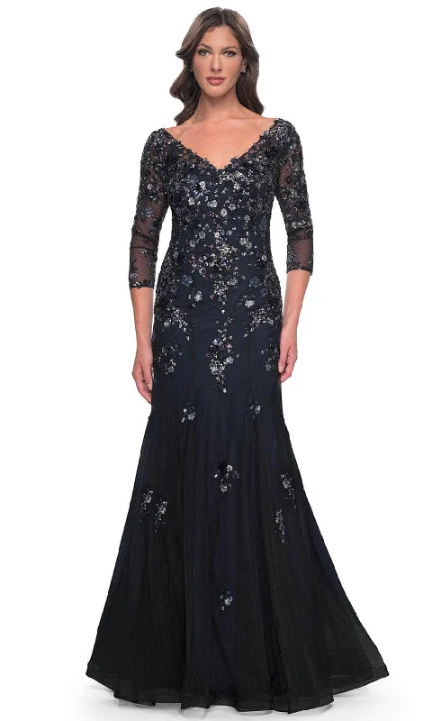 "Black tie dresses for women for formal galas"La Femme 30860 - Lace Applique Mermaid Prom Gown