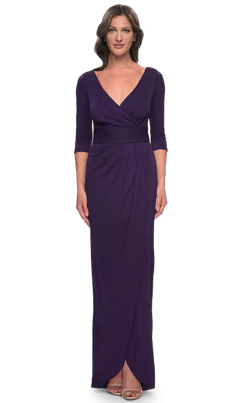 "Polka dot dresses for women with a retro vibe"La Femme 31014 - Tulip Hem Jersey Evening Dress