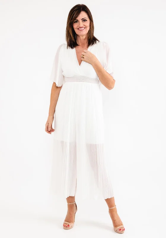 "Buy One, Get One 50% Off on Women's Dresses - Don't Miss Out!"Seventy1 One Size Pleated Chiffon Jumpsuit, White