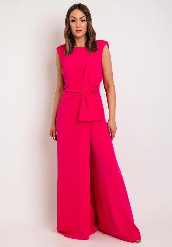 "Plus size wedding dresses for women with a perfect fit"Laura Bernal Bow Waist Wide Leg Jumpsuit, Pink "Plus size wedding dresses for women with a perfect fit"Laura Bernal Bow Waist Wide Leg Jumpsuit, Pink