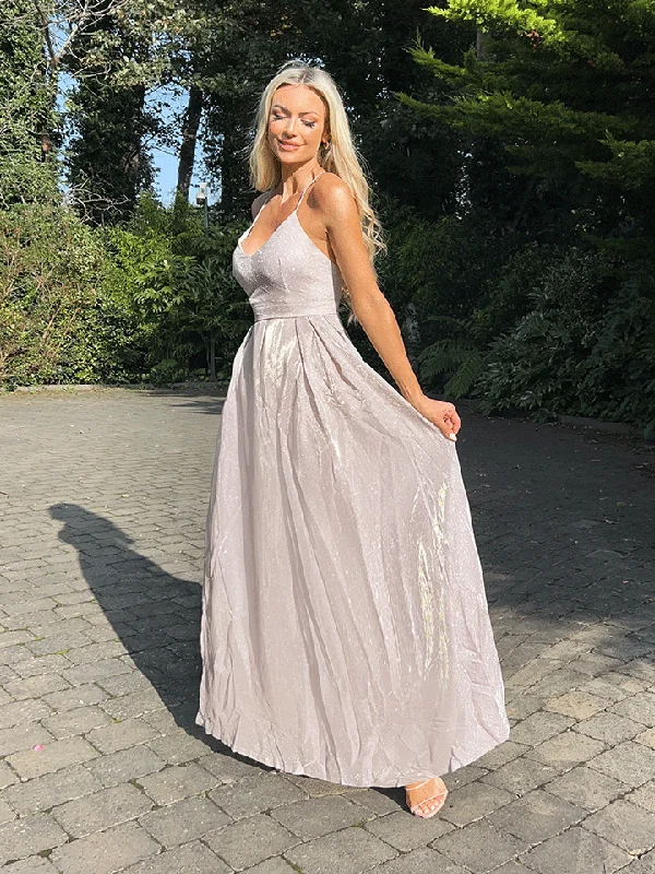 "Simple wedding dresses for women who prefer understated elegance"Leoni Maxi Glitter Dress - Champagne "Simple wedding dresses for women who prefer understated elegance"Leoni Maxi Glitter Dress - Champagne