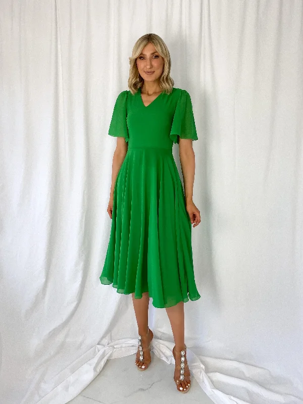 "Red dresses for women to make a bold statement"Lily Pleated Midi Dress - Green