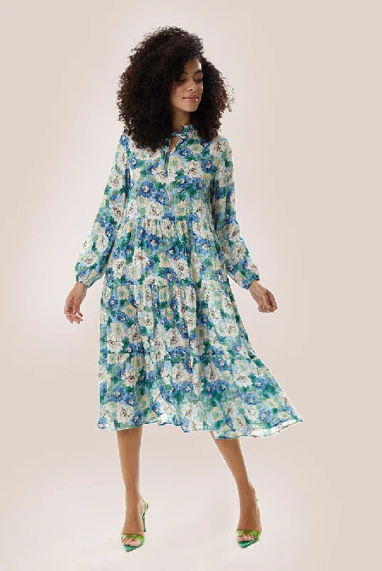 "Midi dresses for women with unique patterns"Liquorish Divine Grace Blue Floral Midi Smock Dress