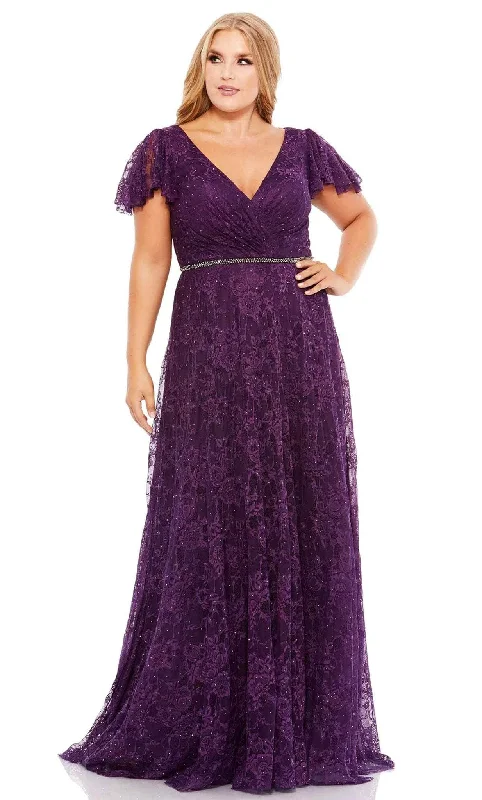 "Shirt dresses for women for a smart - casual style"Mac Duggal 67761 - Floral Laced A-line Gown