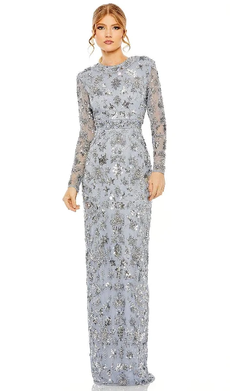 "Satin dresses for women for a luxurious appearance"Mac Duggal 93939 - Long Sleeve Embellished Evening Dress