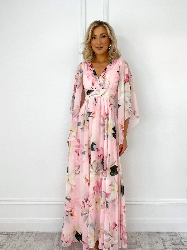 "Bodycon dresses for women to show off curves"Natalia Maxi Floral Dress with Bell Sleeves