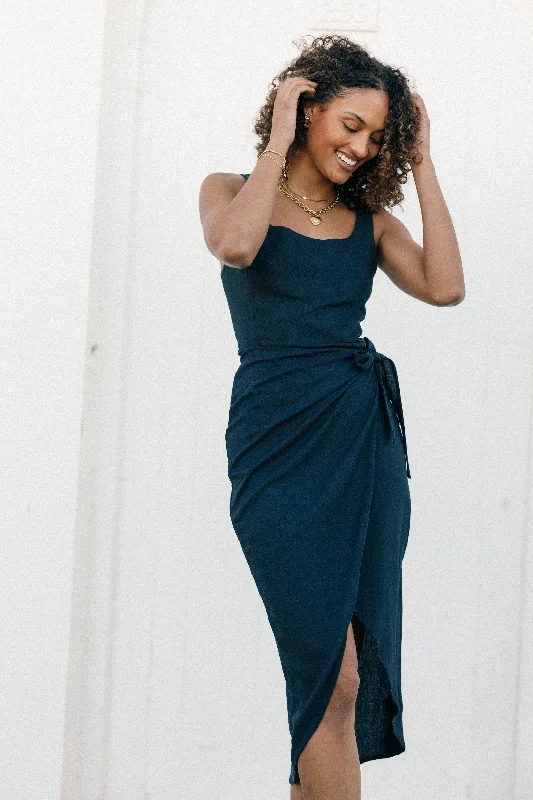 "Plus size wedding dresses for women with a perfect fit"Misty Wrap Midi Dress - Navy