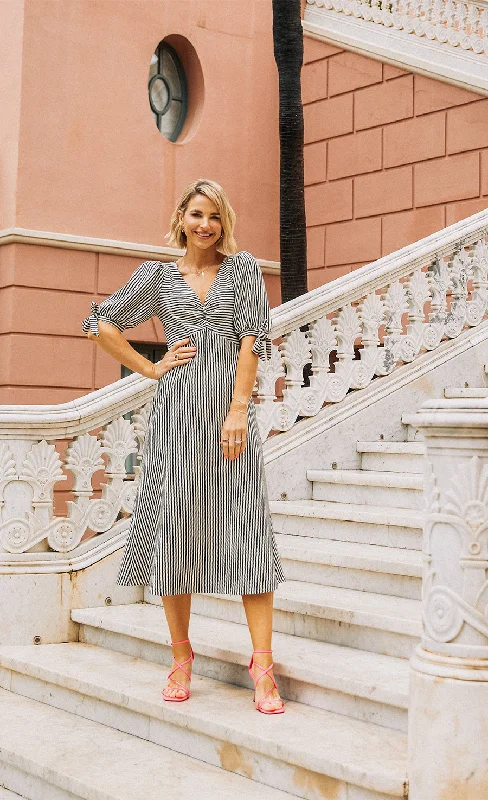 "Stylish cocktail dresses for women on a budget"Mono Stripe Midaxi Dress by Vogue Williams "Stylish cocktail dresses for women on a budget"Mono Stripe Midaxi Dress by Vogue Williams