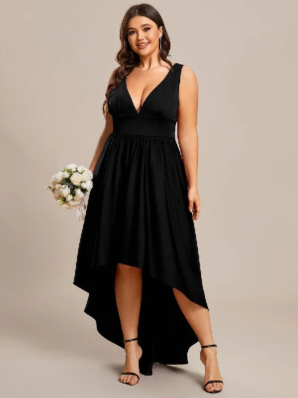 "Floral print dresses for women for a feminine look"Plus Size Elegant High-Low Sleeveless Empire Waist Bridesmaid Dress