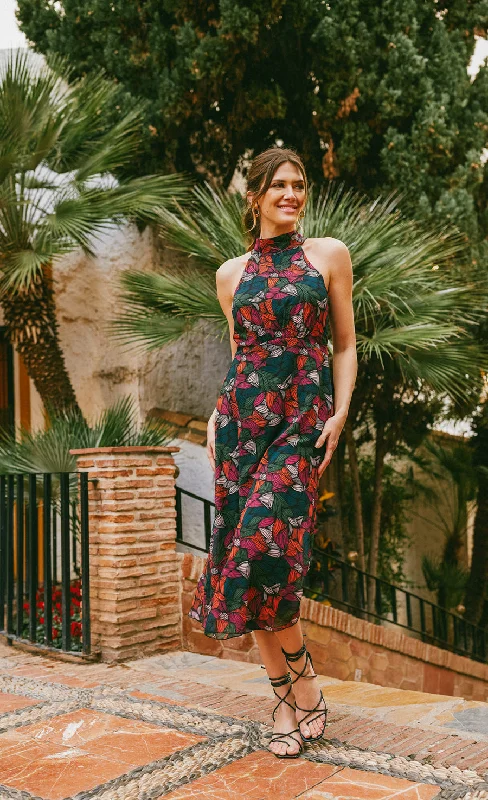 "Designer - inspired women's evening dresses"Printed Tie Detail Midaxi Dress