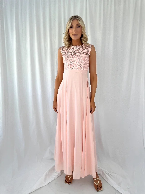 "Limited - Time Offer: Up to 50% Off on Women's Dresses!"Savina Maxi Dress with Embroidered Top - Light Pink "Limited - Time Offer: Up to 50% Off on Women's Dresses!"Savina Maxi Dress with Embroidered Top - Light Pink