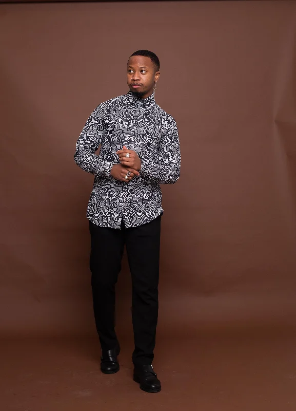"Ruffled dresses for women for added femininity"Sean Ankara Men Shirt | Black and White African Print "Ruffled dresses for women for added femininity"Sean Ankara Men Shirt | Black and White African Print